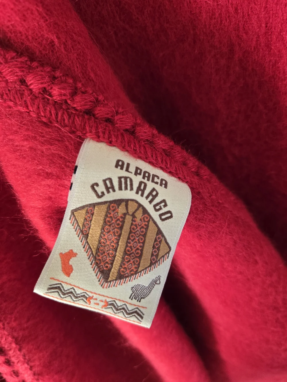Alpaca Camargo Luxury Vintage Red Cape Button-Front Poncho Coat - Picture 7 of 12